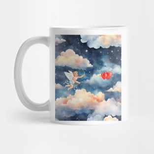 Cupid in the clouds in the starry sky Mug